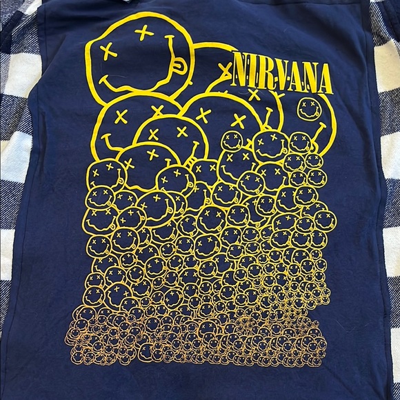 Nirvana Flannel Shirt upcycled unisex Size Medium M - Picture 3 of 7